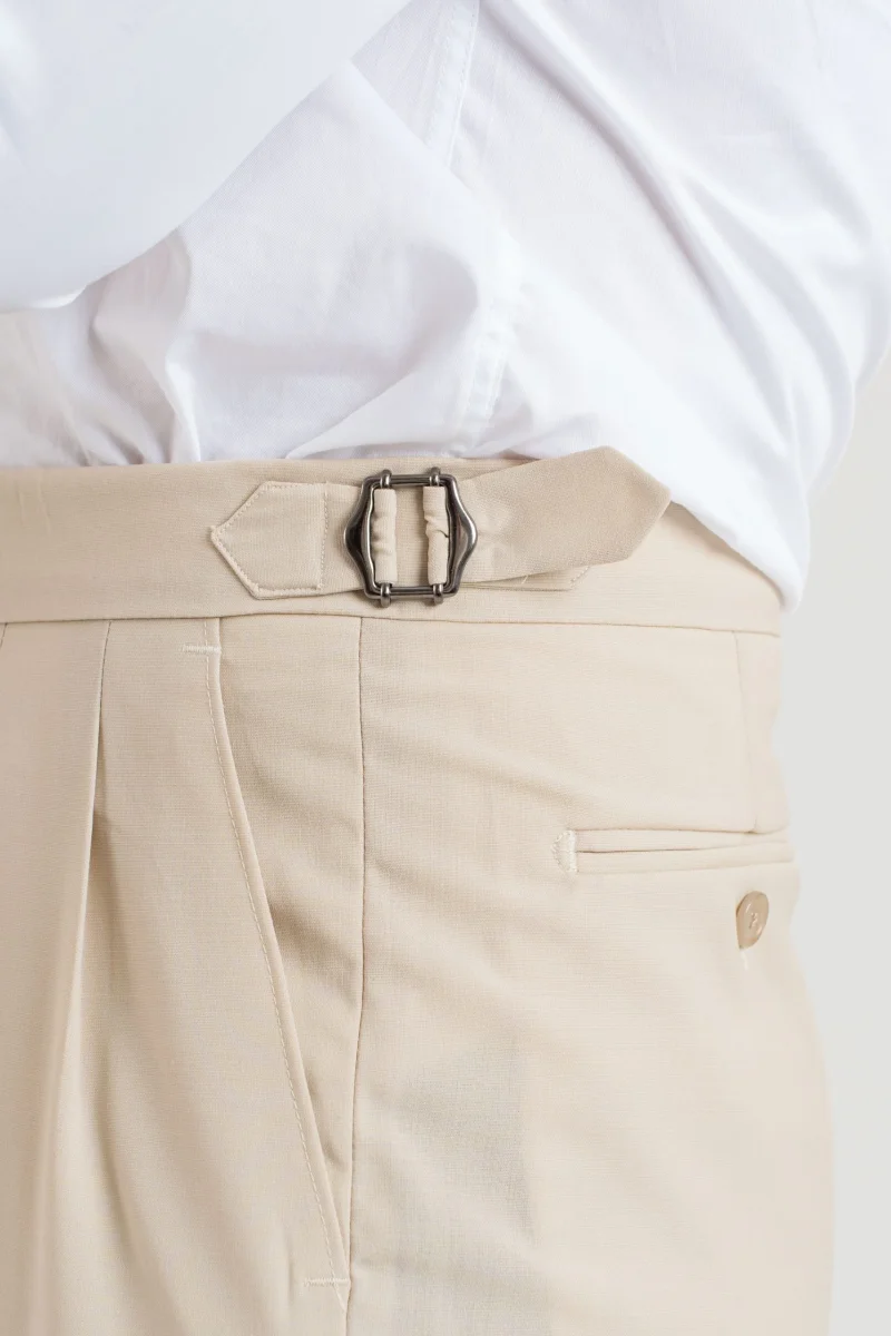 Pantalone Fondo Ampio e Fibbie Laterali Vaniglia Havana - immagine 8