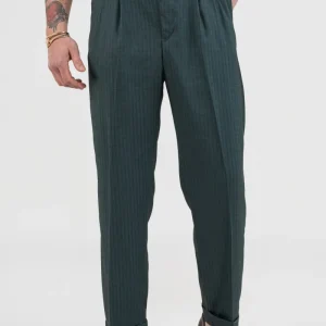 Pantalone Fondo Ampio e Fibbie Laterali Verde Solaro Saint Tropez