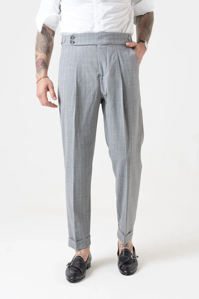 Pantalone con Bustino Tondo Gessato Grigio Milano Marittima - immagine 2