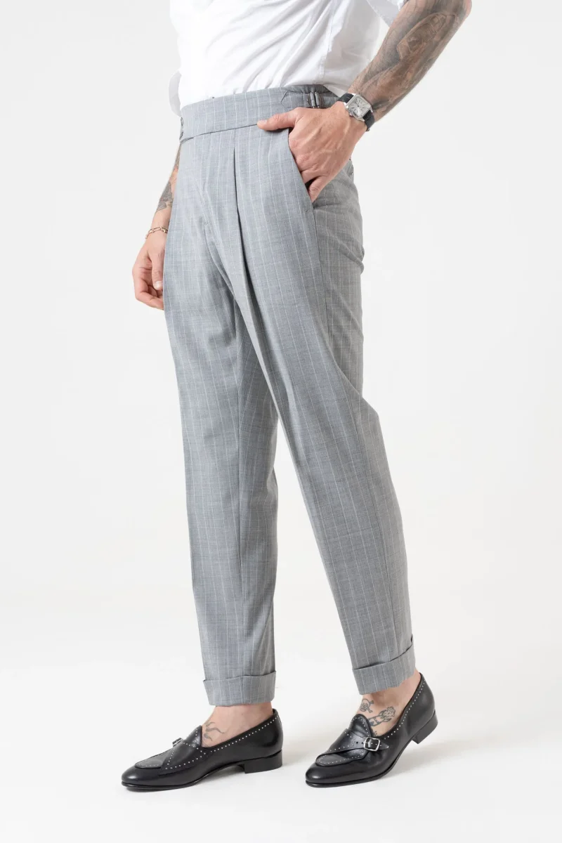 Pantalone con Bustino Tondo Gessato Grigio Milano Marittima - immagine 4