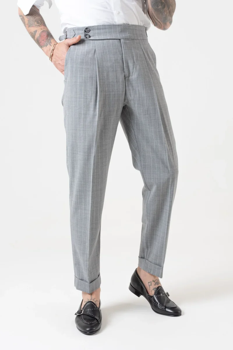 Pantalone con Bustino Tondo Gessato Grigio Milano Marittima - immagine 3