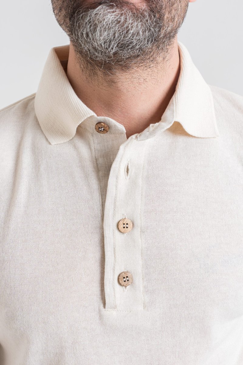 Polo in Cotone con Riporti in Lino Burro - immagine 5