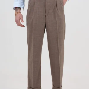 Pantalone Fondo Ampio e Fibbie Laterali Tortora Taormina