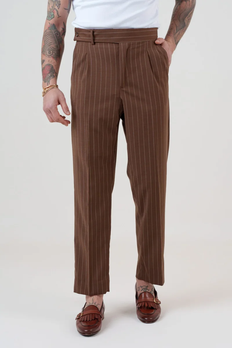 Pantalone Cinta Lunga Gessato Moro Portofino