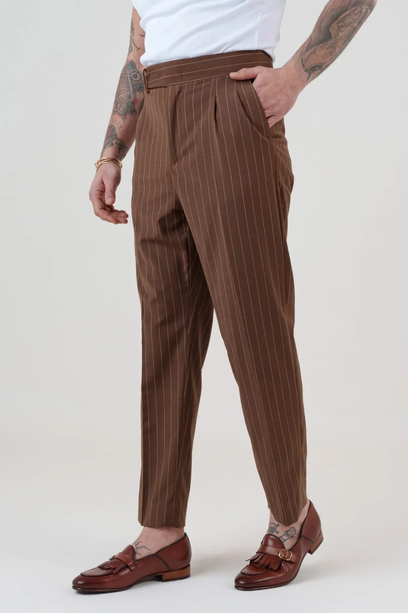 Pantalone Cinta Lunga Gessato Moro Portofino - immagine 3