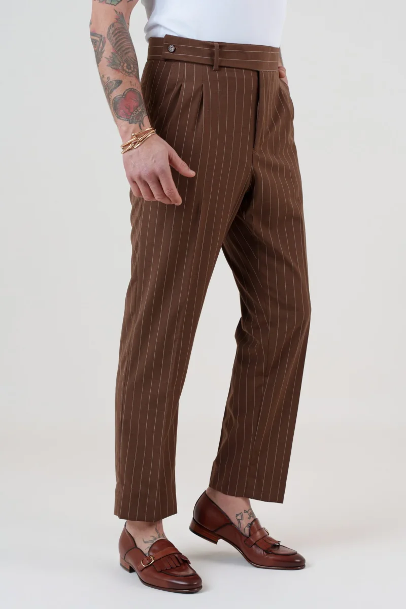 Pantalone Cinta Lunga Gessato Moro Portofino - immagine 4