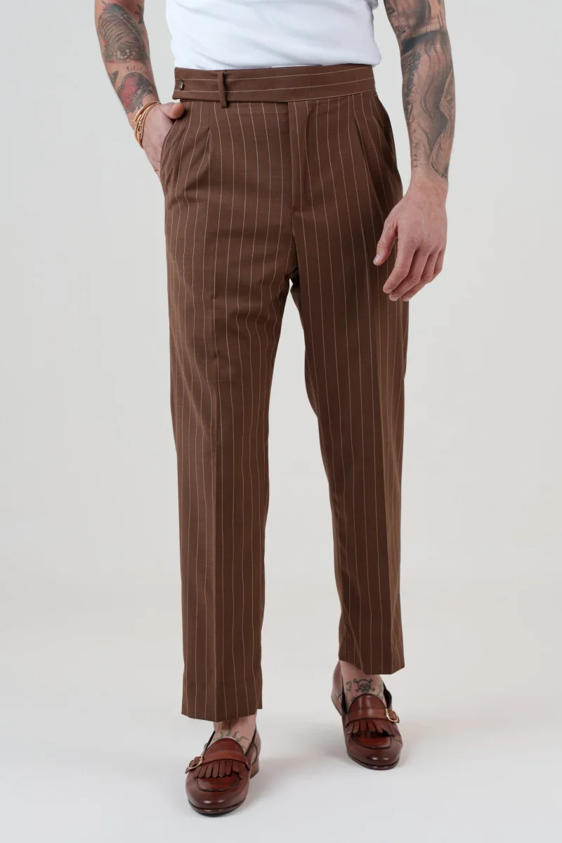 Pantalone Cinta Lunga Gessato Moro Portofino - immagine 5