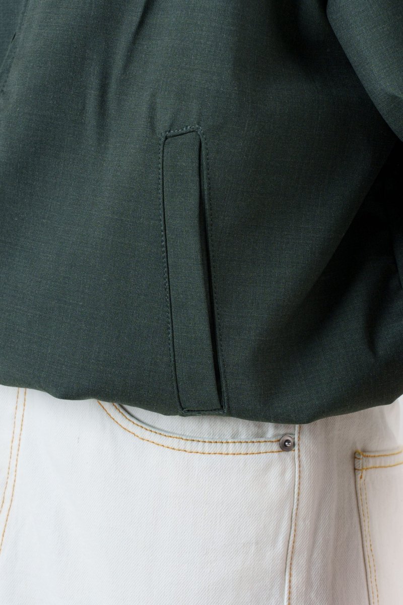 Bomber in Fresco Lana Verde Bosco Cannes - immagine 7