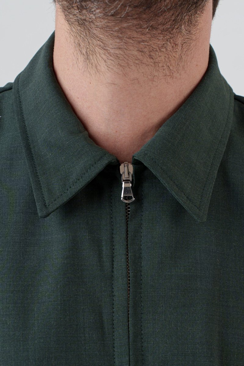 Bomber in Fresco Lana Verde Bosco Cannes - immagine 8