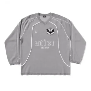 Maglia "Soccer" jacquard con ricami destroyed in 100% cotone