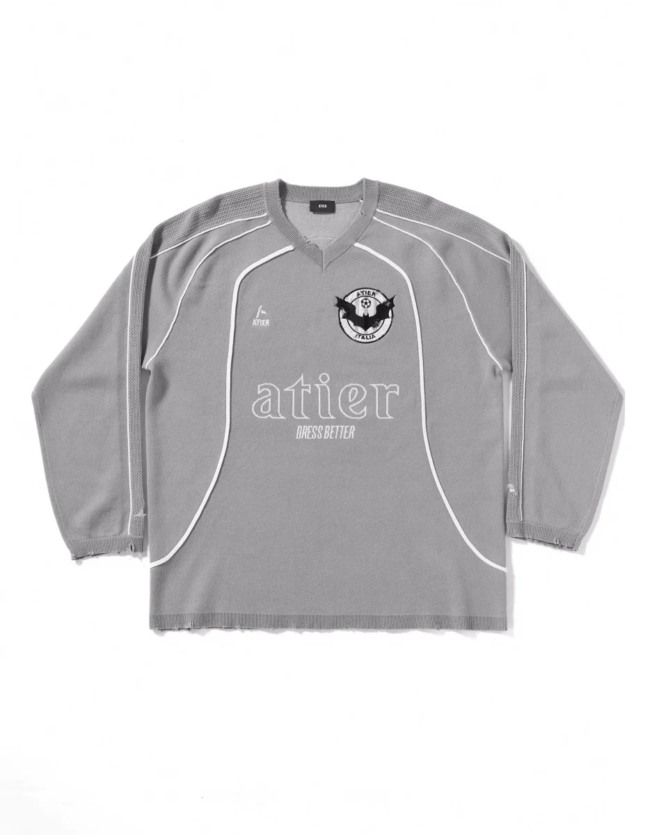 Maglia "Soccer" jacquard con ricami destroyed in 100% cotone