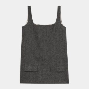 Abito Corto Con Tasche Borchiate