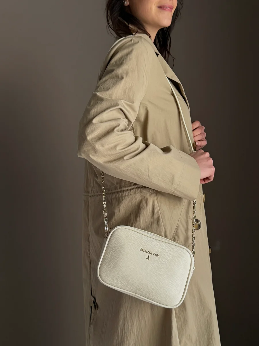 Borsa camera case in pelle wooly White - immagine 5