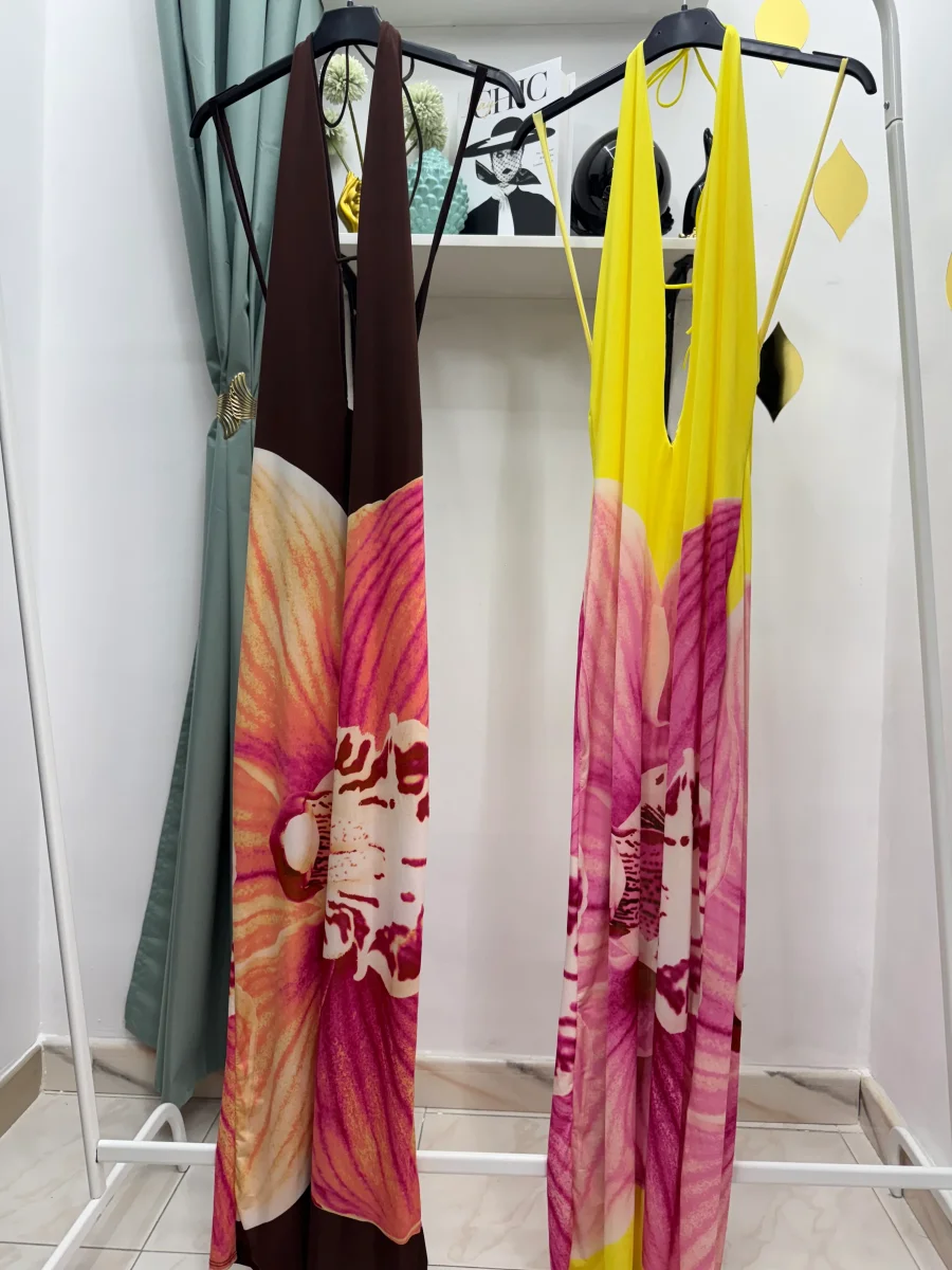 Abito Lungo con fiore (giallo) – Taglia Unica (40–44/46) - immagine 4