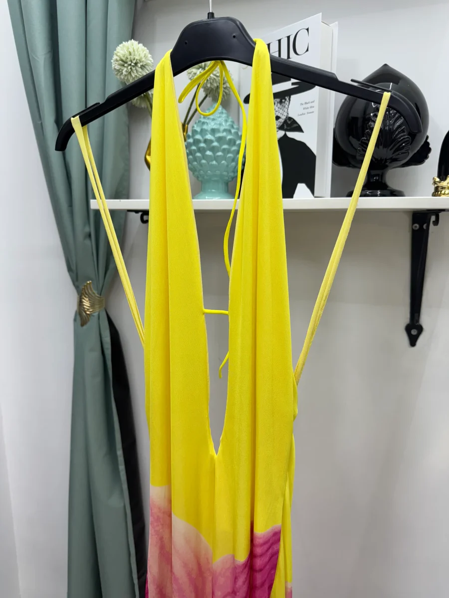 Abito Lungo con fiore (giallo) – Taglia Unica (40–44/46) - immagine 3