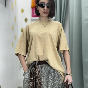 Maglia Donna Mezza Manica con Frange – Cotone Effetto Slavato | Taglia Unica oversize (Copia)