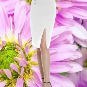 Gonna "White Suit". Gonna tubino bianca corta con spacco laterale