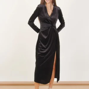 Abito Lungo in Velluto con Spacco