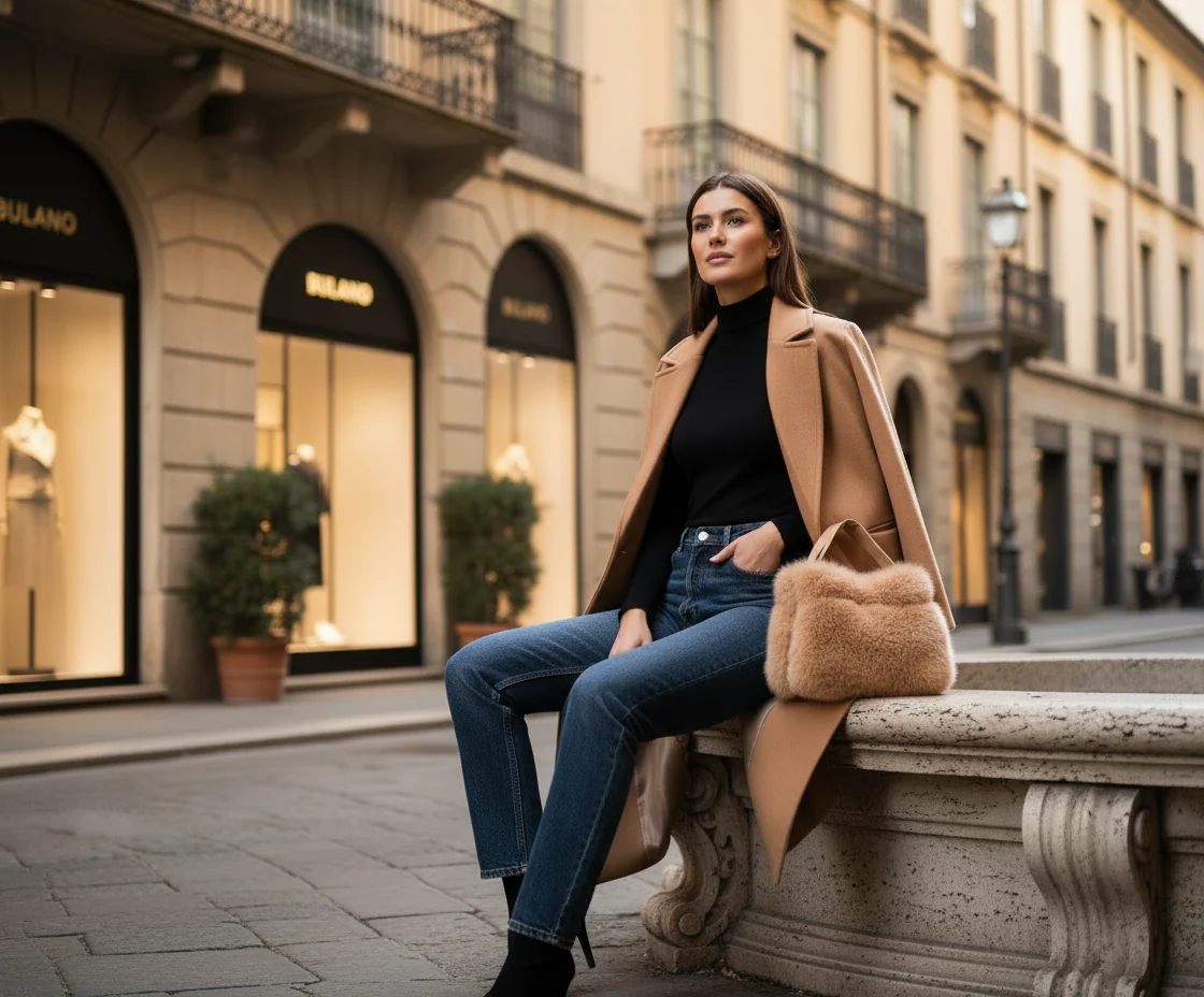 Borsa Pelliccia Manico Pelle - immagine 2