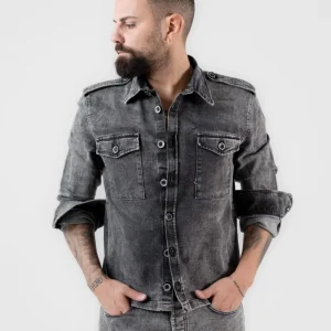 Giacchetto di Jeans Grigio Marmorizzato