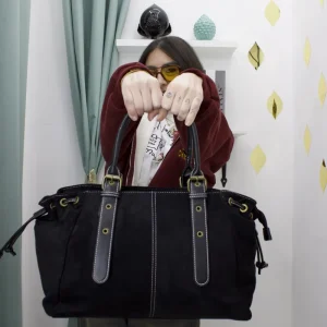 Borsa in Camoscio Ecologico con Doppi Manici e Tracolla – Timeless Lady