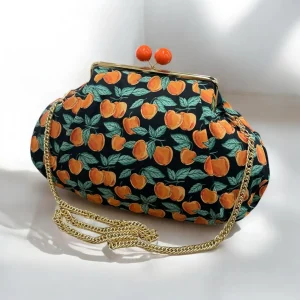 Borsa clutch in cotone con frutta