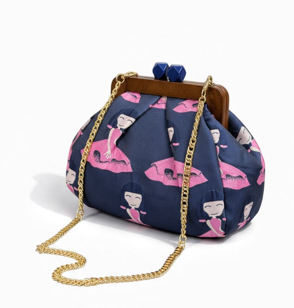Borsa da Donna in Jacquard con Clutch in Legno – Eleganza e Carattere in Ogni Dettaglio - immagine 2