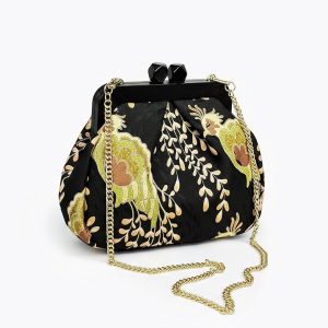 Borsa da Donna in Jacquard con Clutch in Legno – Eleganza e Carattere in Ogni Dettaglio