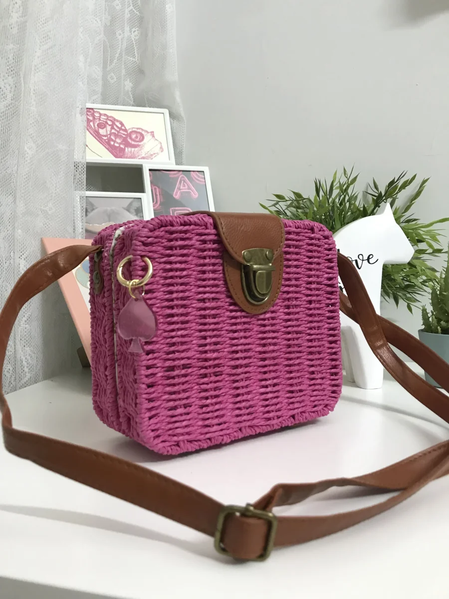 Borsa in rafia boho chic - immagine 2