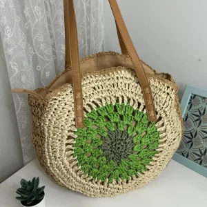 Borsa in rafia rotonda con tracolla