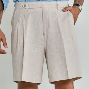 Bermuda Cinta Lunga con Passanti Lino/Cotone Naturale