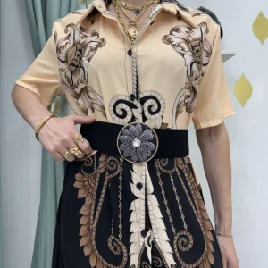 Cintura con fascia elastica e fibbia a fiore