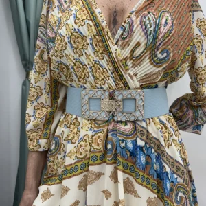 Cintura con fascia elastica e fibbia con strass