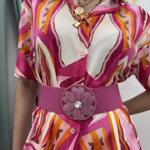 Cintura con fascia elastica e fibbia a fiore