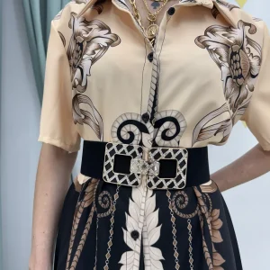 Cintura con fascia elastica e fibbia con strass