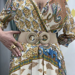 Cintura con fascia elastica e fibbia con strass