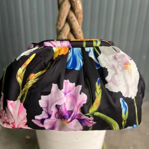 Borsa Clutch Donna in Tessuto Rasato con Tracolla a Catena