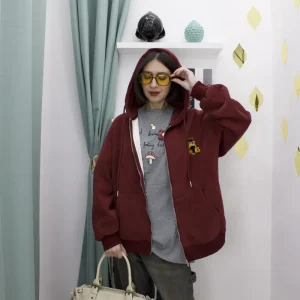 Felpa Oversize con Zip e Cappuccio Teddy – MOON KISS