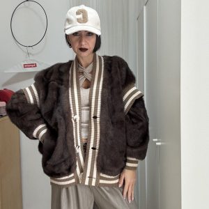 Giubbino Bomber in Eco Fur Oversize – Modello College, Taglia Unica (fino alla 50)