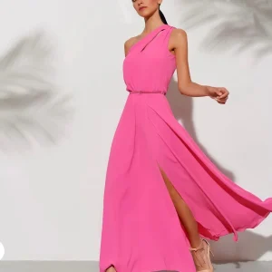 Abito Lungo Monospalla con Spacco Laterale Made in Italy