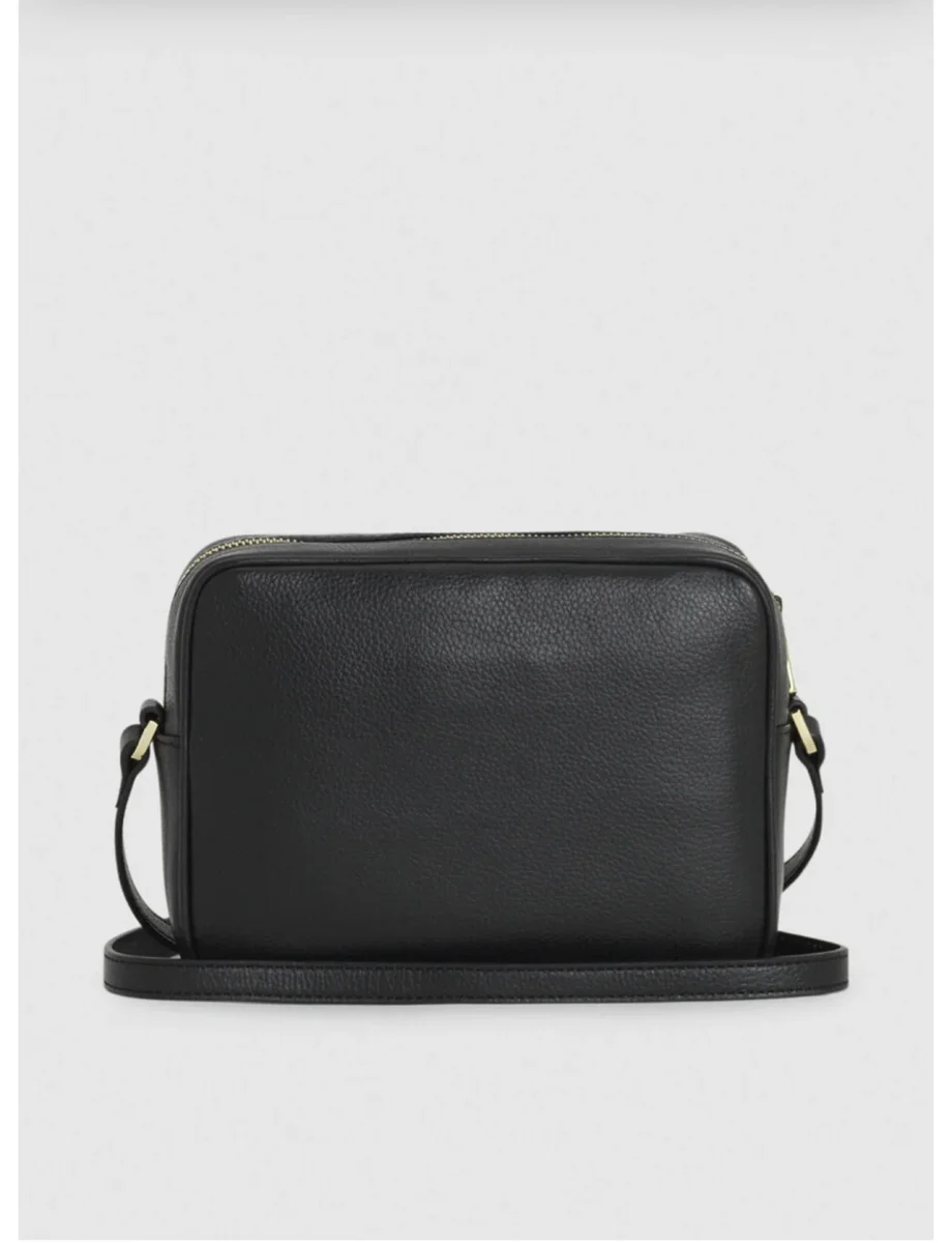 Borsa Tracolla in pelle martellata nera