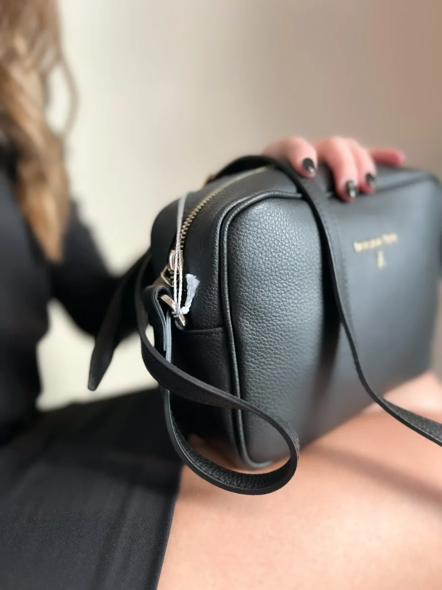 Borsa Tracolla in pelle martellata nera - immagine 8