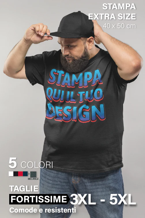 Maglietta Taglie Forti e Stampa EXTRA SIZE. - immagine 2
