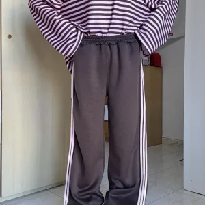 Pantalone tuta donna con bande laterali e vita elastica – Taglia unica