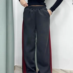 Pantalone tuta donna con bande laterali e vita elastica – Taglia unica