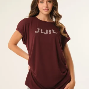 T-shirt in viscosa con applicazioni preziose