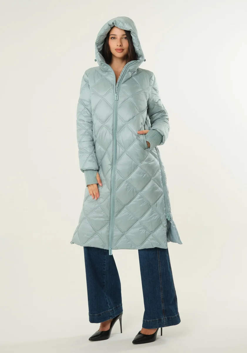 Piumino lungo con polsino a guanto