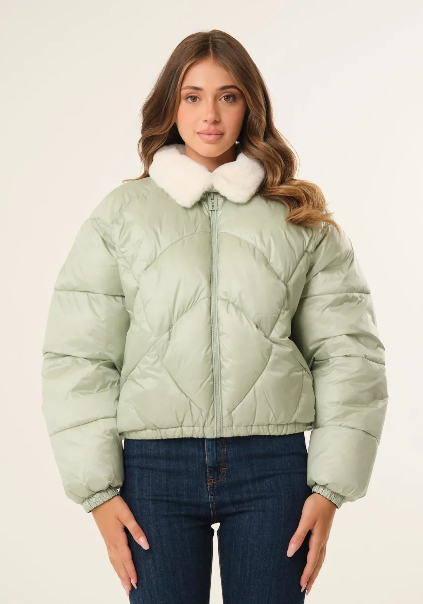 Piumino corto con colletto removibile - immagine 5