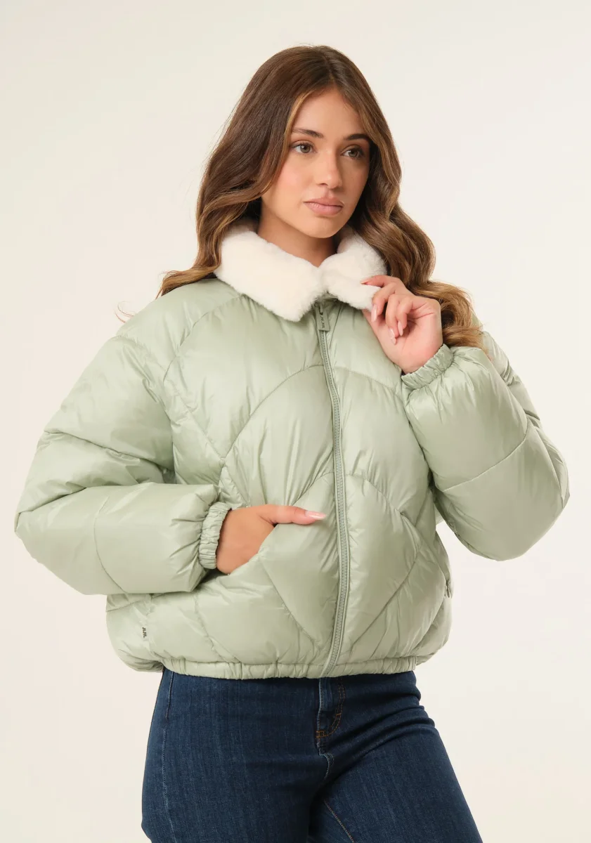 Piumino corto con colletto removibile - immagine 3