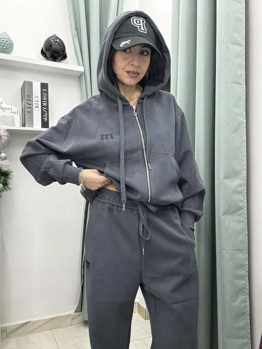 Coordinato Tuta Donna Moonkiss in Cotone – Felpa con Zip e Pantaloni Comfy (SM/ML) - immagine 8